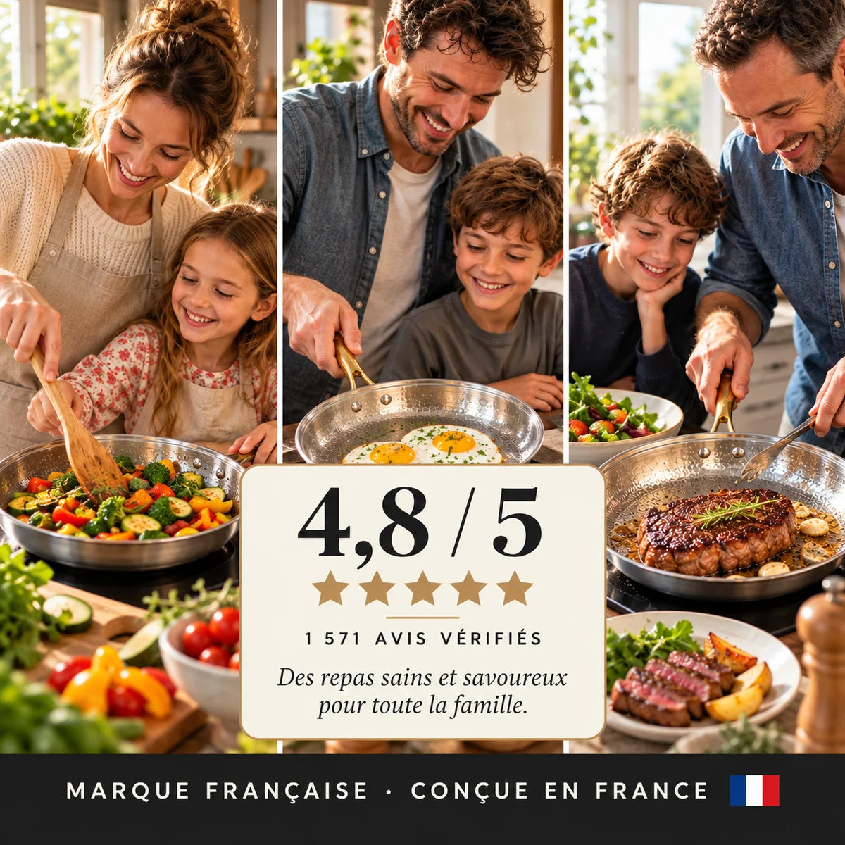 Poêle Signature en Titane Pur LaDinanderie® — Sans PFAS, Compatible Induction