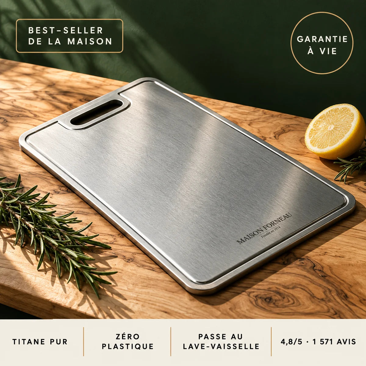 Planche à découper en Titane Pur LaDinanderie®