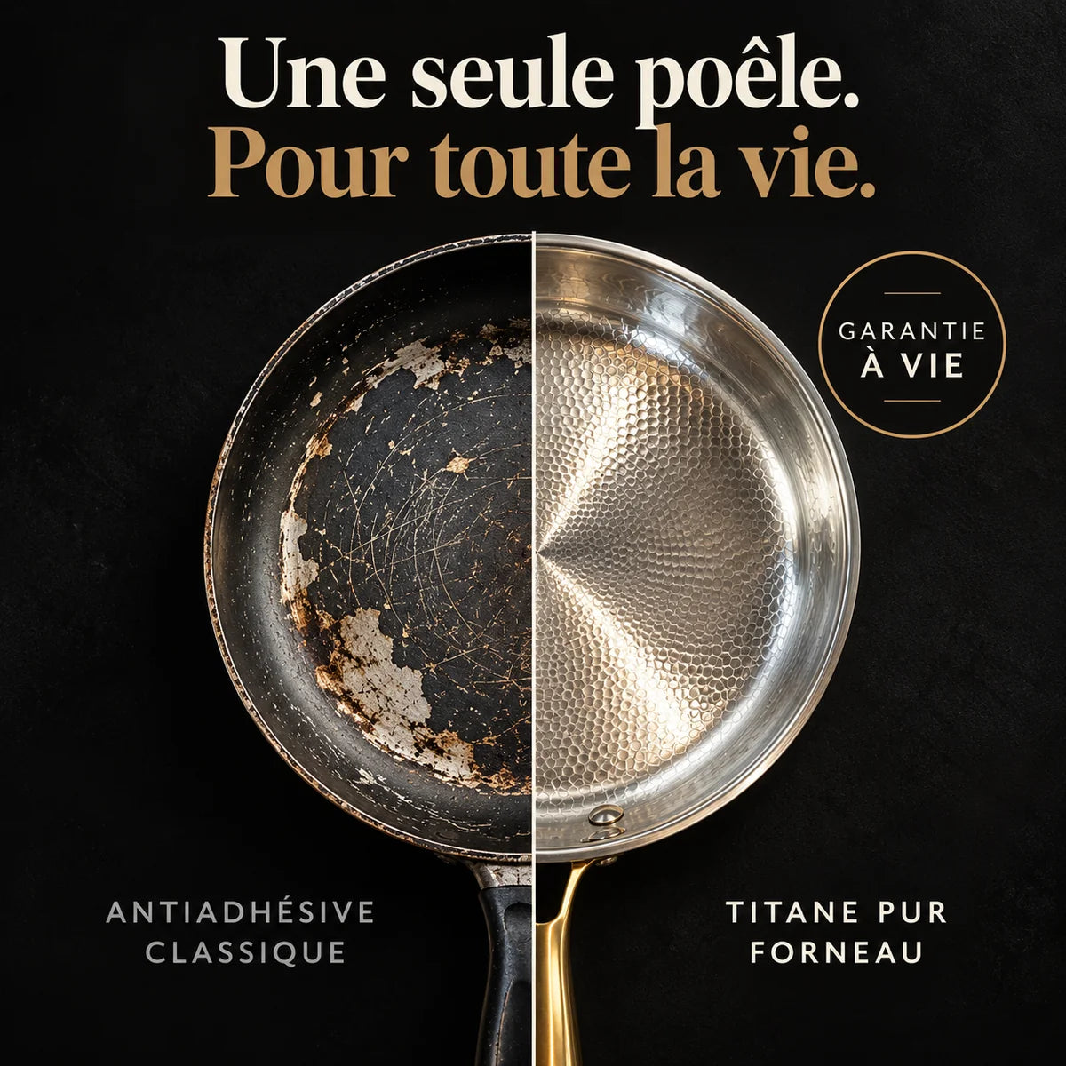 Poêle Signature en Titane Pur LaDinanderie® — Sans PFAS, Compatible Induction